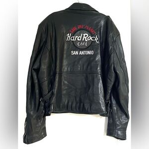 Hard Rock Cafe Men's Biker Leather Jacket - San Antonio